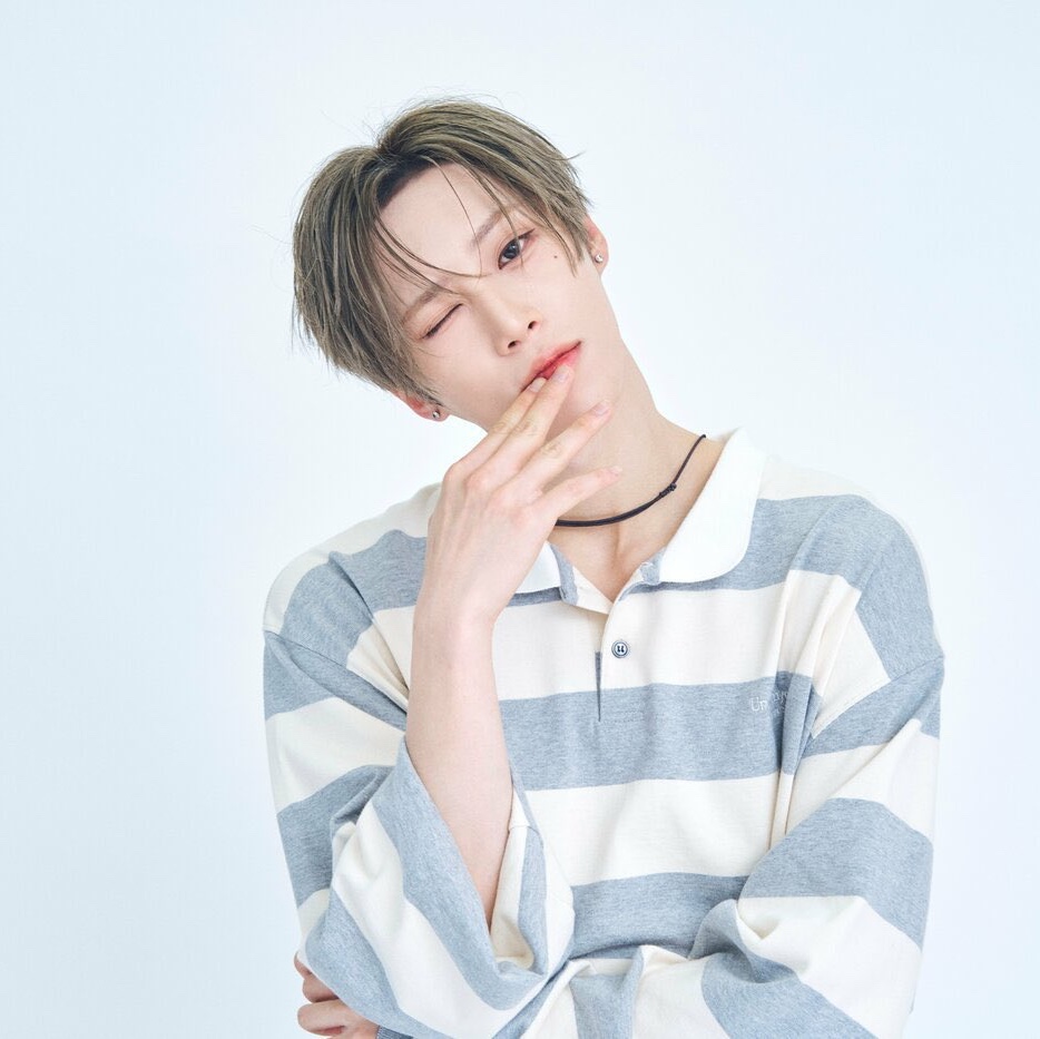 Undermycar MU.130 Classic Logo Stripe Long Sleeve PK Shirts Melange Gray, Undermycar MU.130 Classic Logo Stripe Long Sleeve PK Shirts Navy 착용 스타일 - 1