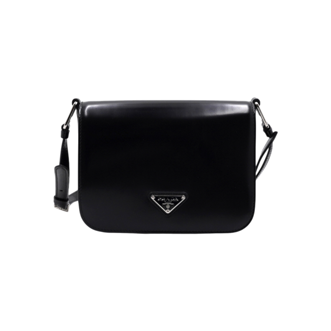 프라다 1BD308 은장 로고 블랙 브러시드 레더 플랩 여성 숄더백 겸 크로스백aa64500(Prada Silver Logo Black Brushed Leather Flap Shoulder & Crossbody Bag) - 1