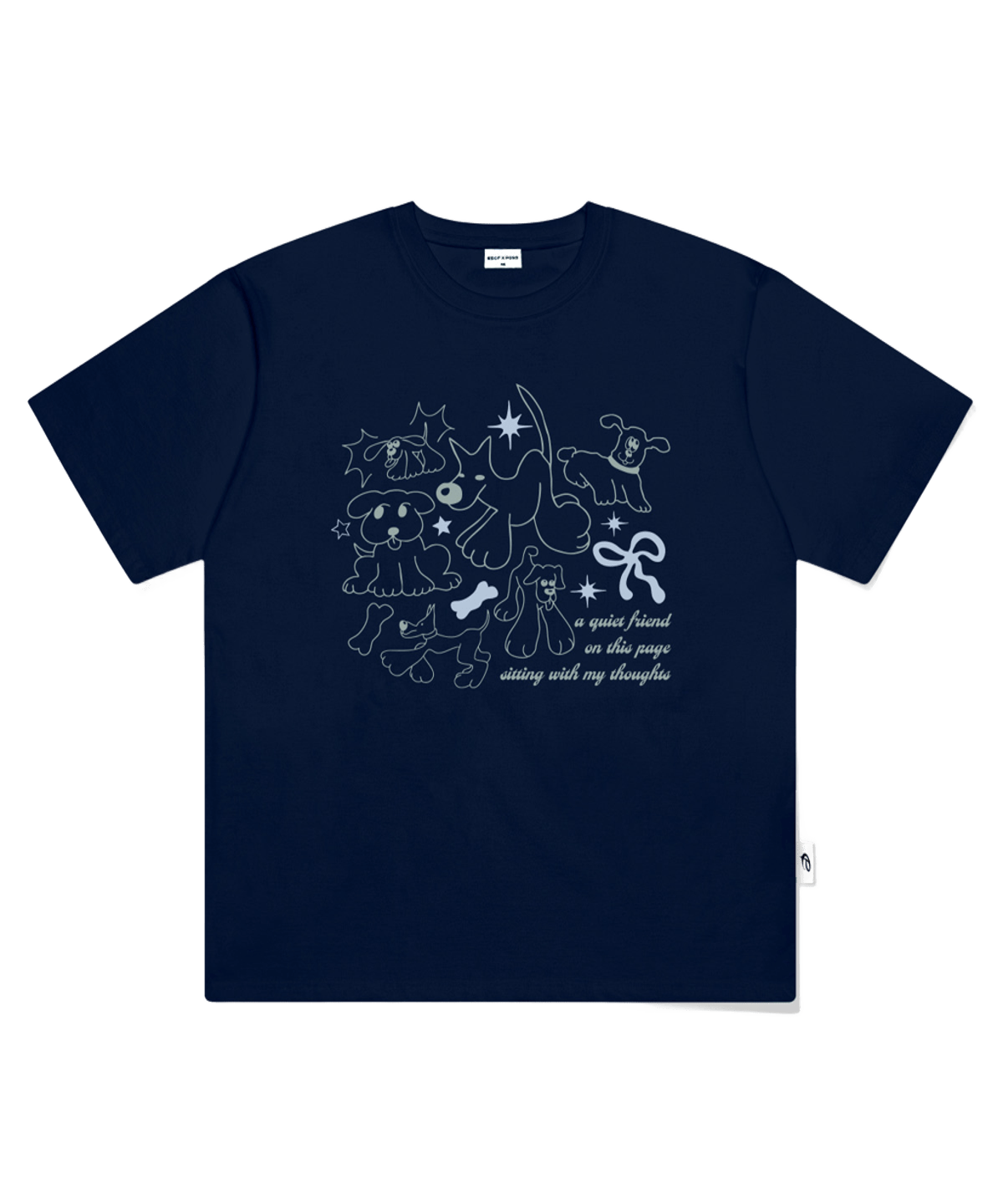 페이지시시 퍼피프렌즈 프린트 오버핏 반팔티 네이비(pagesiisii Puppy Friends Print Oversized T-Shirt Navy)