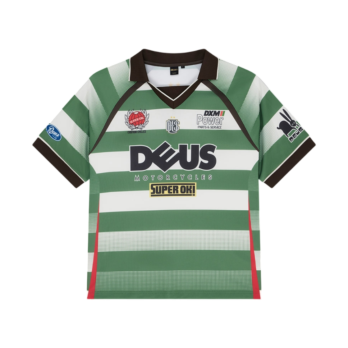 - Deus Ex Machina Stripe S/S Moto Jersey Green