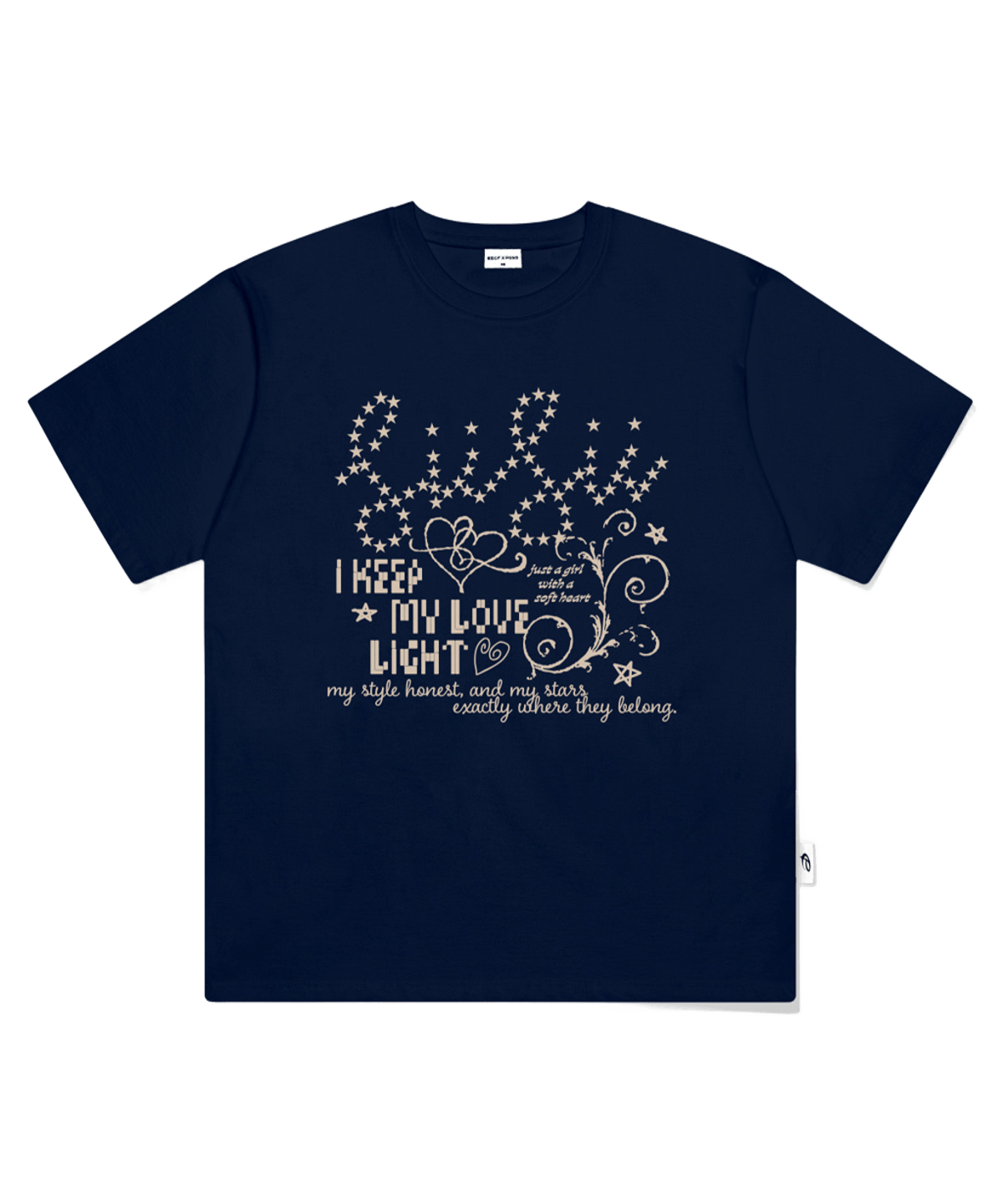 P261OTS071NV pagesiisii My Love Light Print Short Sleeve T-Shirt Navy
