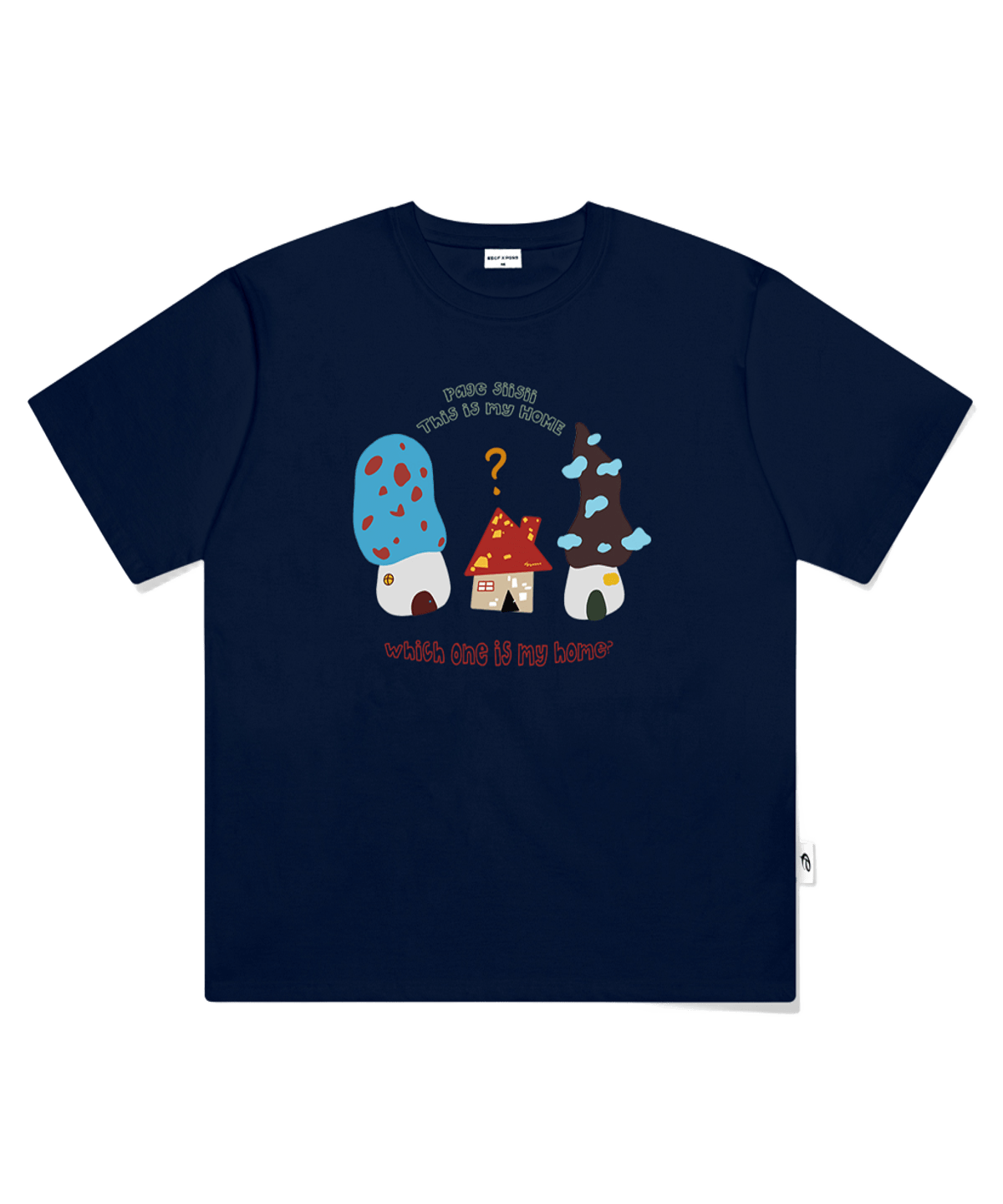 P261OTS018NV pagesiisii House House House Print Oversized T-Shirt Navy