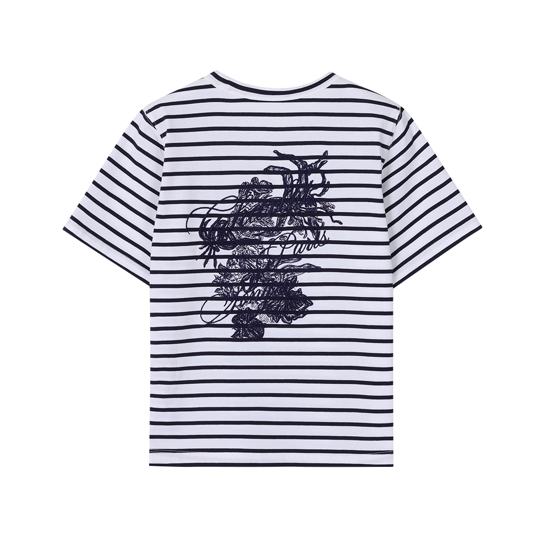 (W) 송지오 컬렉션 플뢰르 엠브로이 티셔츠 네이비((W) SONGZIO COLLECTION Fleur Embroidered T Shirt Navy) - 2
