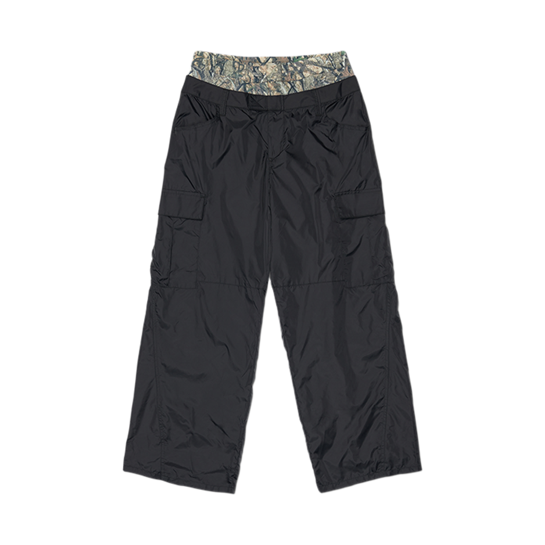 NMSS62PT05BLK NOMANUAL Nature Camo Layered Pants Black
