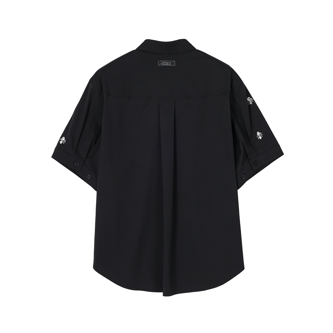 (W) 송지오 허니비 아플리케 하프 셔츠 블랙((W) SONGZIO Honeybee Applique Half Shirt Black) - 2