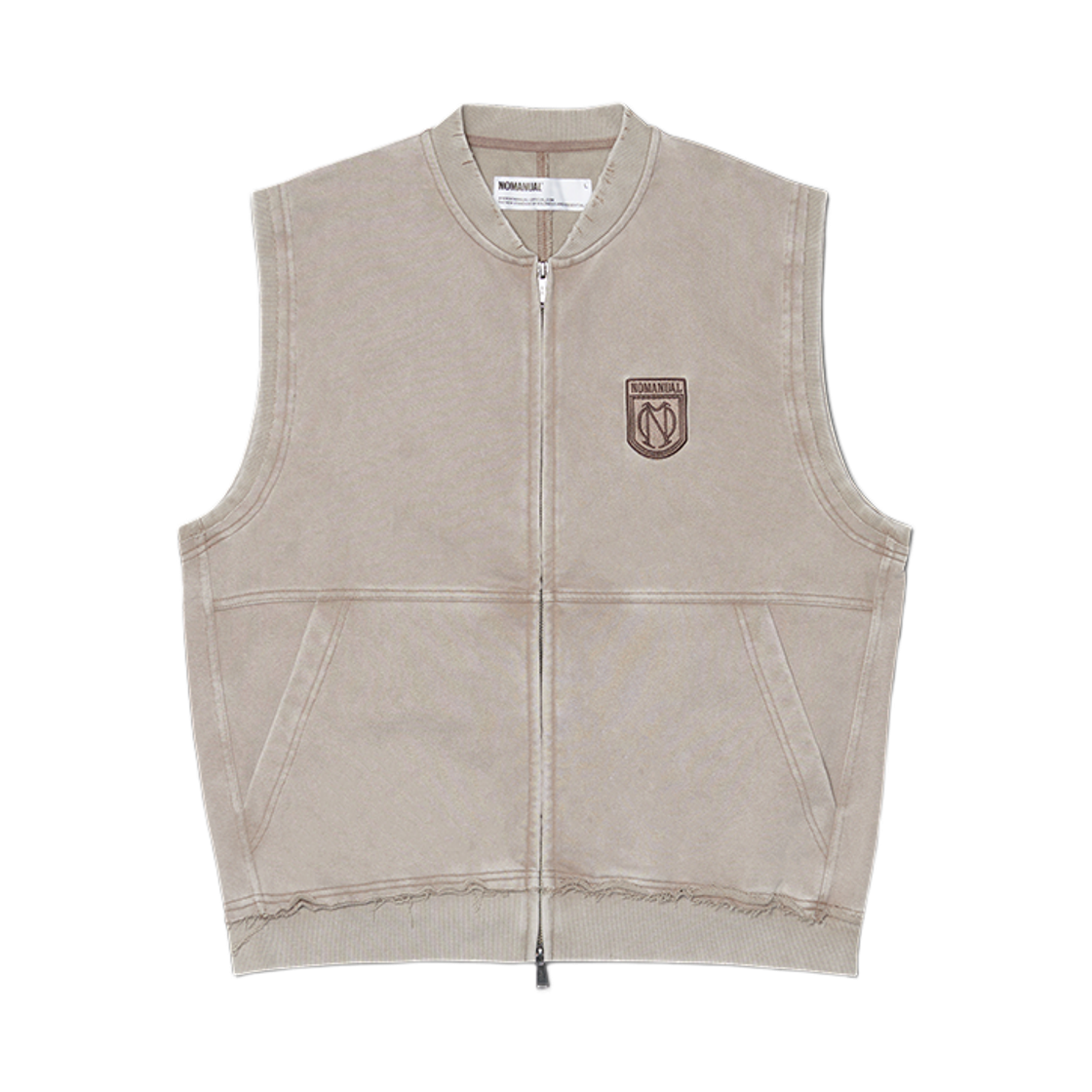 노매뉴얼 엠블렘 스웻 베스트 워시드 베이지(NOMANUAL Emblem Sweat Vest Washed Beige)