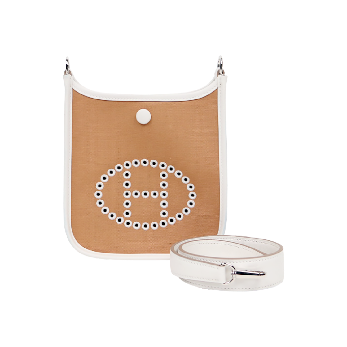 IT67OU2WT5FF Hermes Cavale White Swift Neo Evelyne W Monogram Crossbody Bag C-A59219