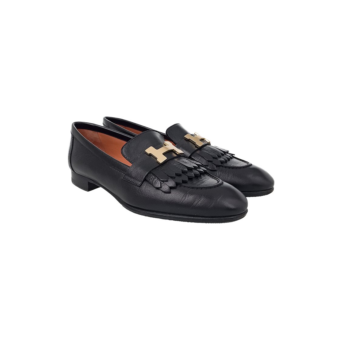 IT9LR7BABTO4 Hermes Royal Loafers Black Champagne Gold