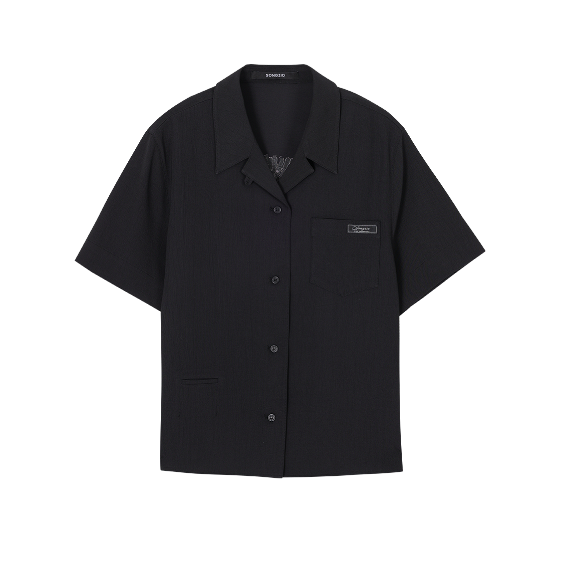 WI3SH760BK (W) SONGZIO COLLECTION Celestial Embroidered Half Shirt Black