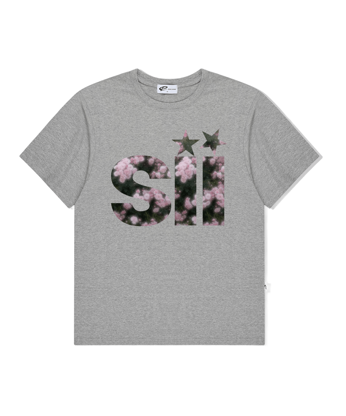 페이지시시 빅 플라워 아이포인트 프린트 오버핏 반팔티 그레이(pagesiisii Big Flower I-Point Print Oversized T-Shirt Gray)