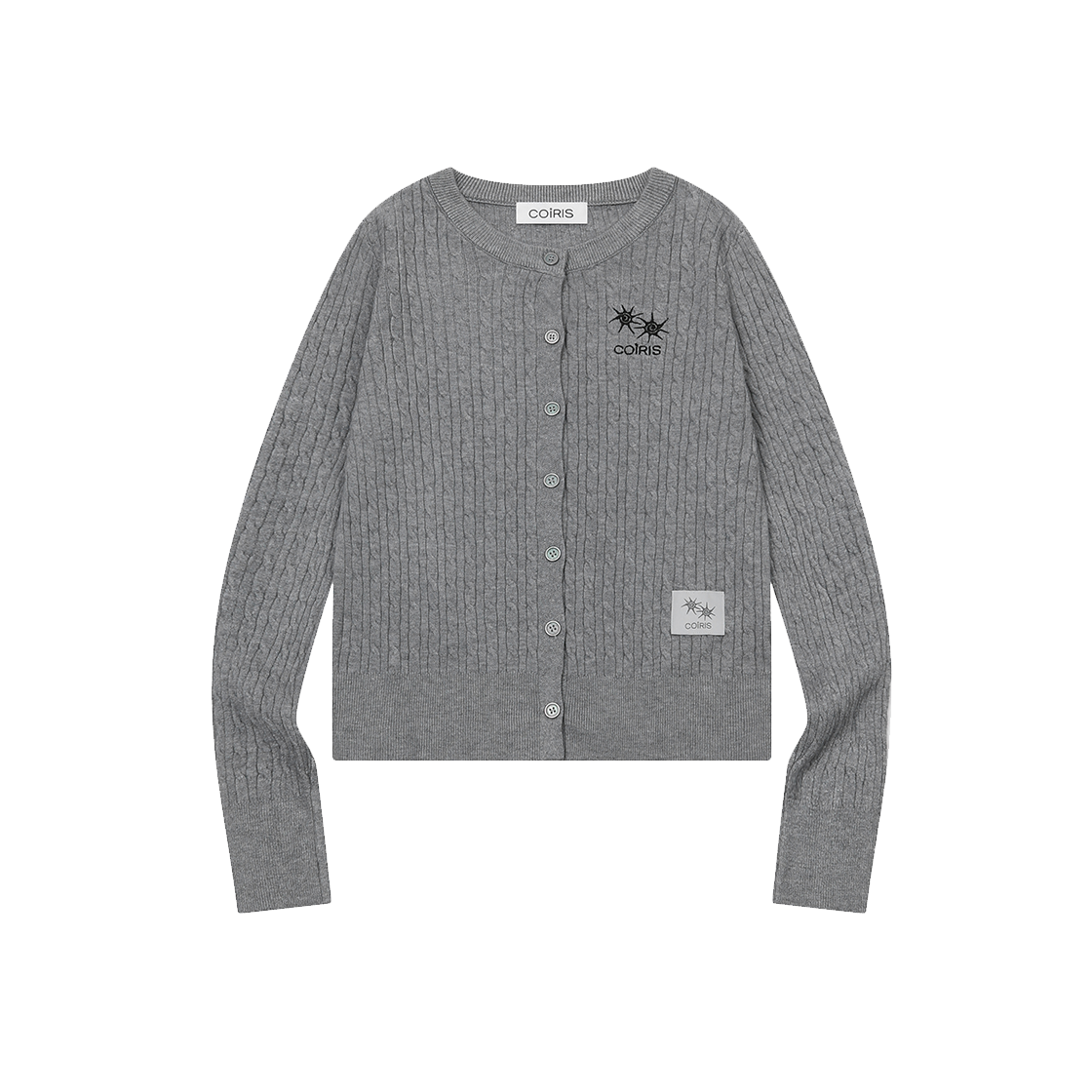 C-P00000CP Coiris Ern R-Neck Cable Knit Cardigan Gray