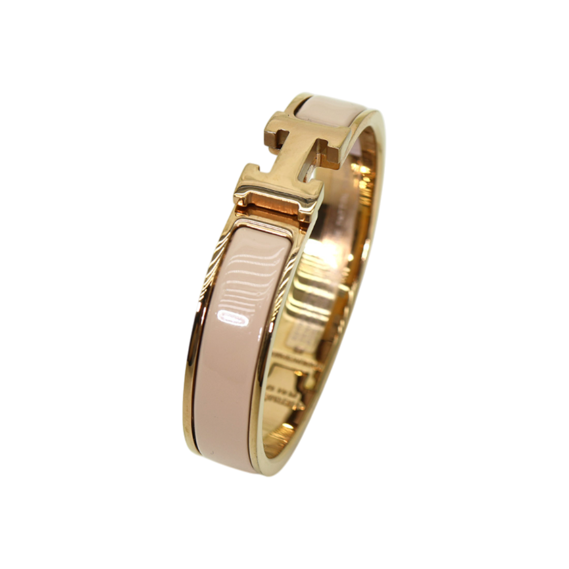 ITG7FWC8QK7O Hermes H700001F Maron Glace Enamel Rose Gold Click H Bracelet