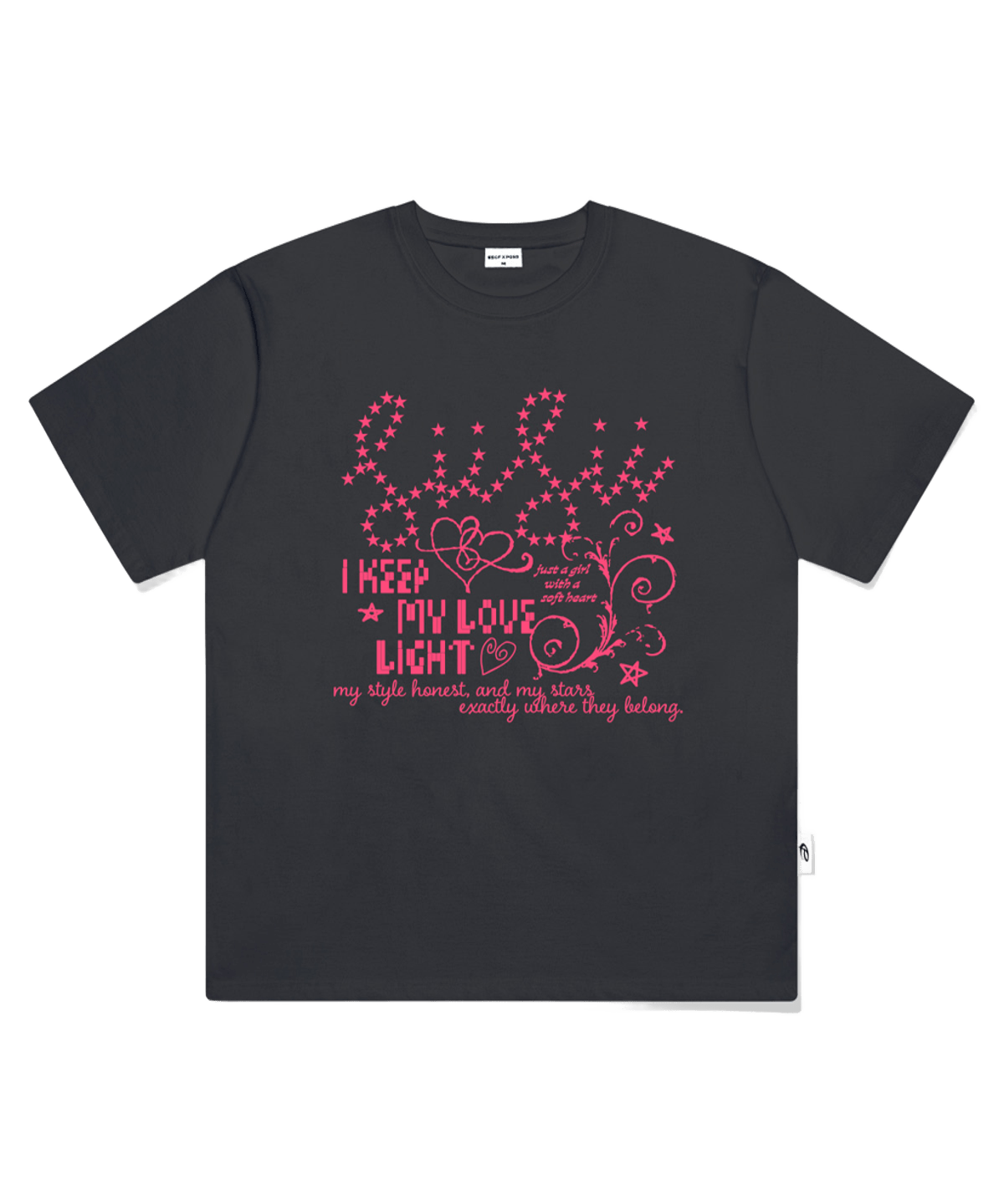 P261OTS070CG pagesiisii My Love Light Print Short Sleeve T-Shirt Charcoal