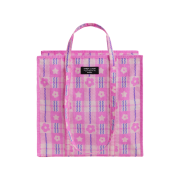 Sandy Liang x Baggu Large Nylon Market Bag Market Plaid Pink