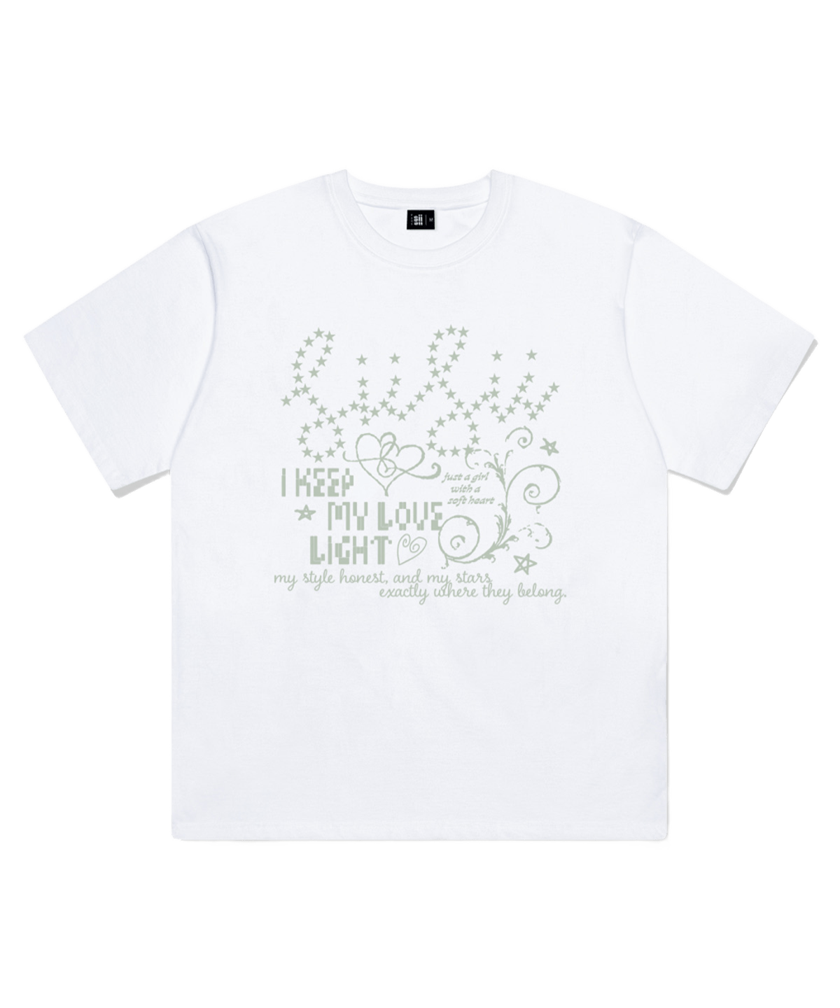 P261OTS067WH pagesiisii My Love Light Print Short Sleeve T-Shirt White
