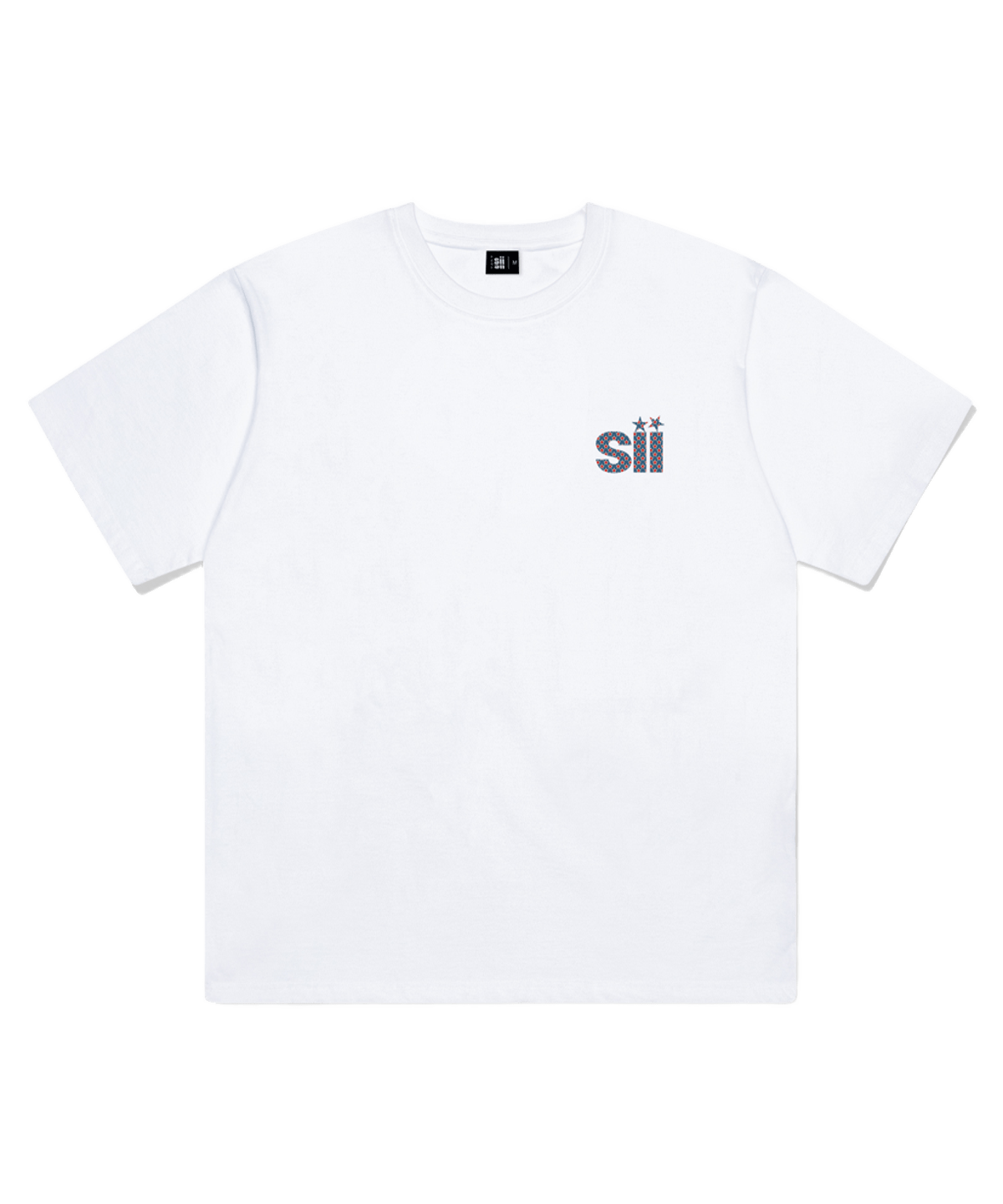 P261OTS003WH pagesiisii Small Vintage Star I-Point Print Oversized T-Shirt White