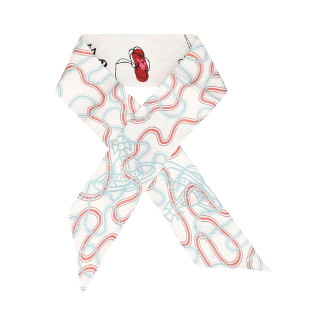 8103014Y-W01FT-A404 (W) Vivienne Westwood Orb Silk Scarf White