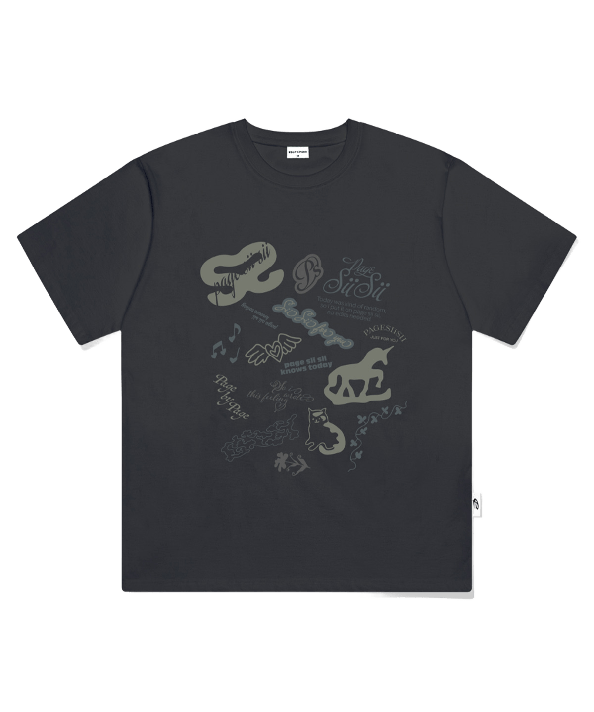 P261OTS041CG pagesiisii SiiSii Assembly Print Short Sleeve T-Shirt Charcoal