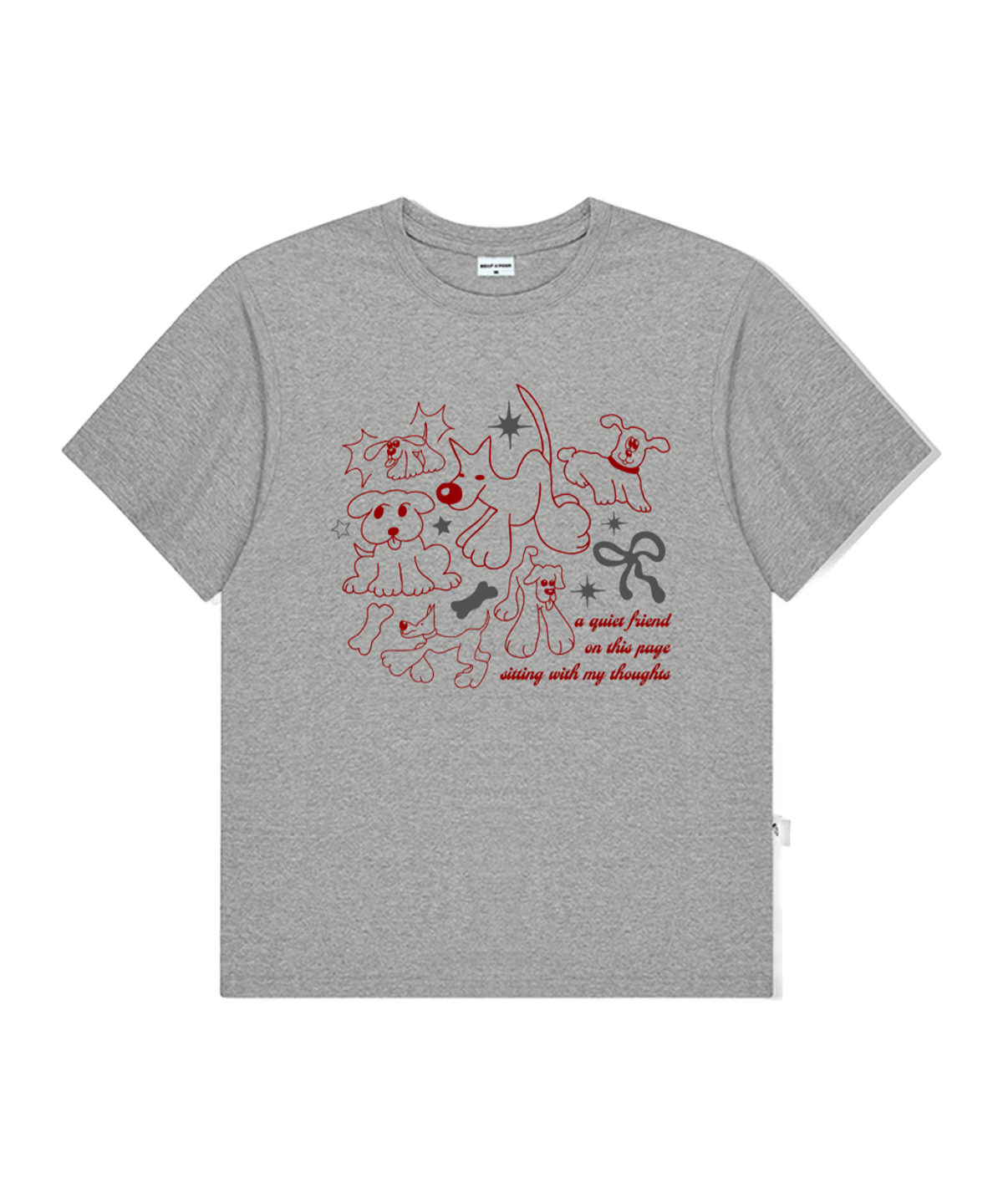 페이지시시 퍼피프렌즈 프린트 오버핏 반팔티 그레이(pagesiisii Puppy Friends Print Oversized T-Shirt Gray)
