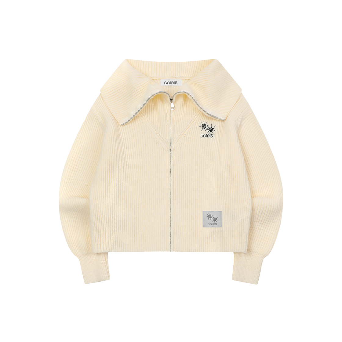 C-P00000GZ Coiris Ovia Collar-Neck Knit Zip-Up Cream
