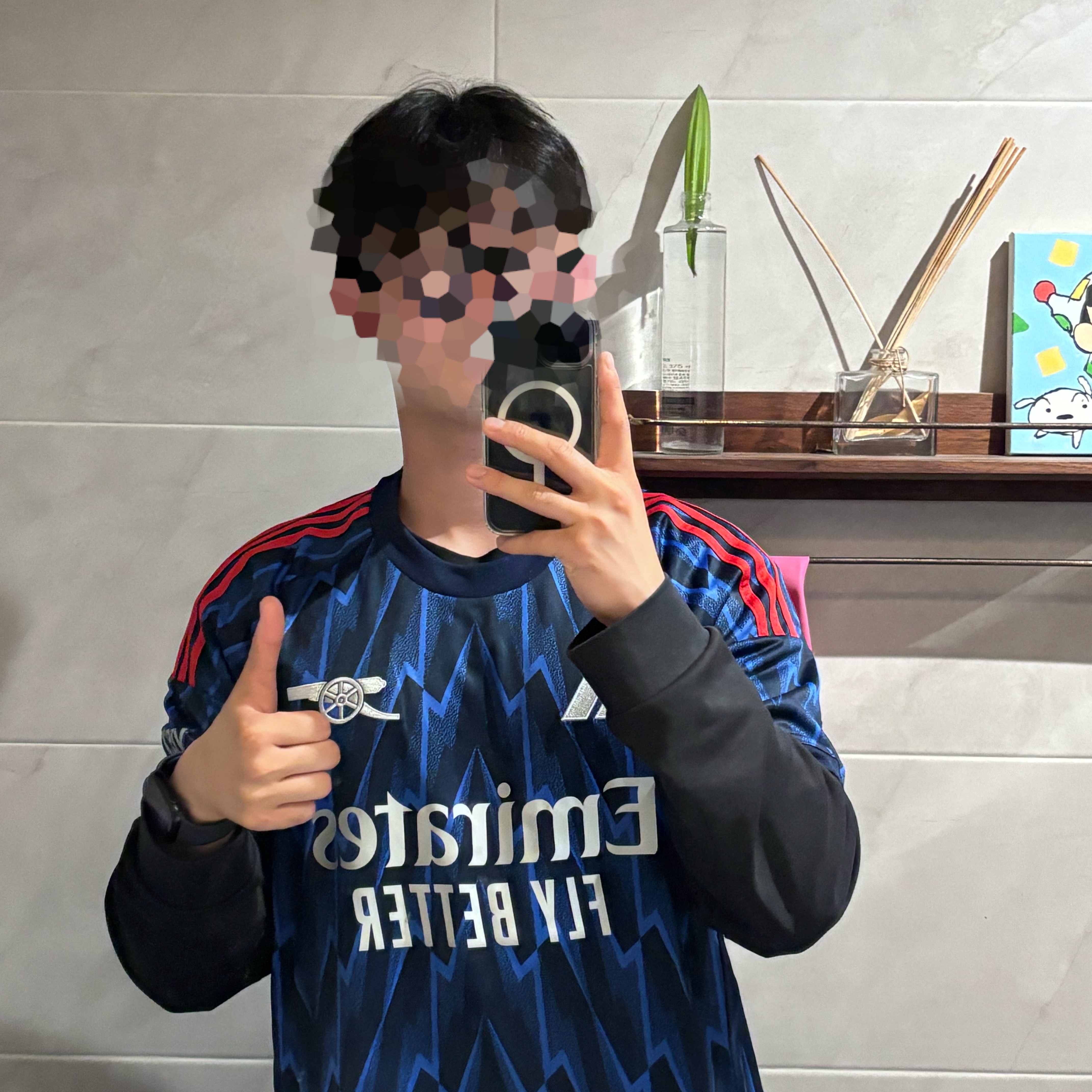 Adidas Arsenal 2025/26 Away Jersey Blue - KR Sizing (Non Marking Ver.) 착용 스타일 - 2
