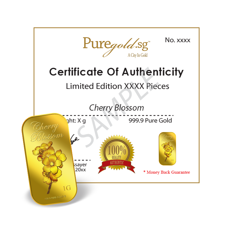 퓨어골드 24K 순금 싱가폴 프리미엄 골드바 1g 벚꽃(puregoldsg Cherry Blossom 1G Gold Bar) - 4