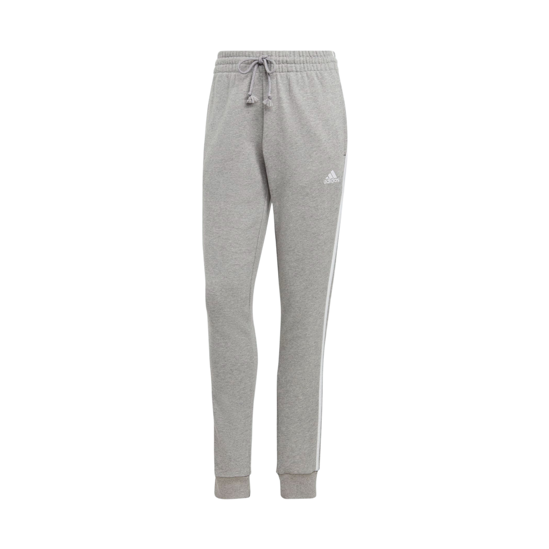 IC9922 (W) Adidas Essentials 3-Stripes French Terry Cuffed Pants Medium Grey Heather White - KR Sizing