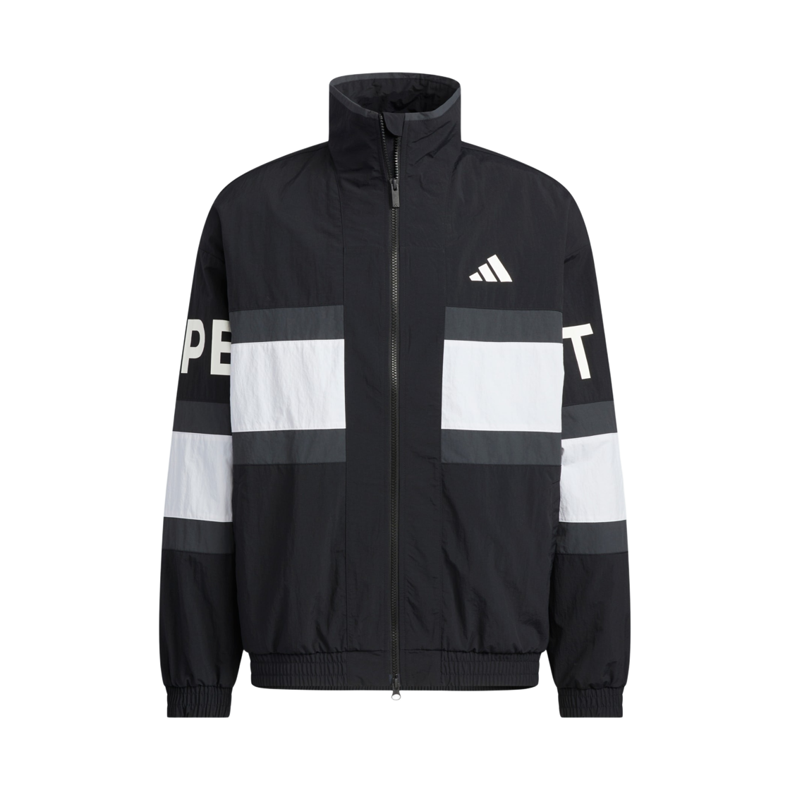 JM2064 Adidas Wording Pack Loose Fit Mesh Lined Woven Jacket Black - KR Sizing