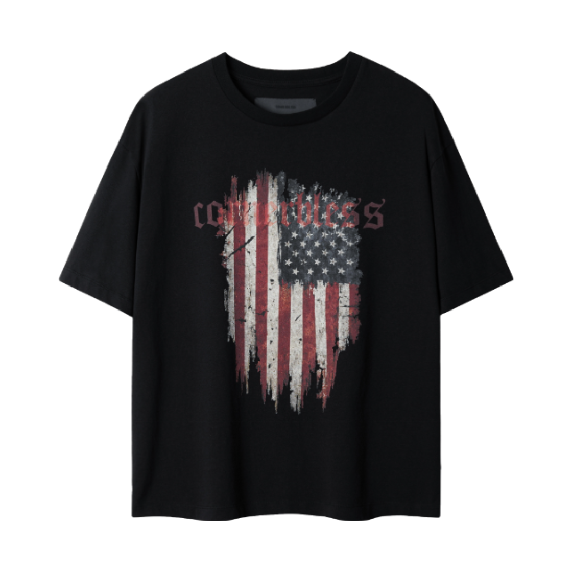 코너블레스 스타즈 앤 스트라입스 하프 슬리브 크롭 티셔츠 블랙(CORNERBLESS Stars And Stripes Half Sleeve Crop T-Shirts Black)