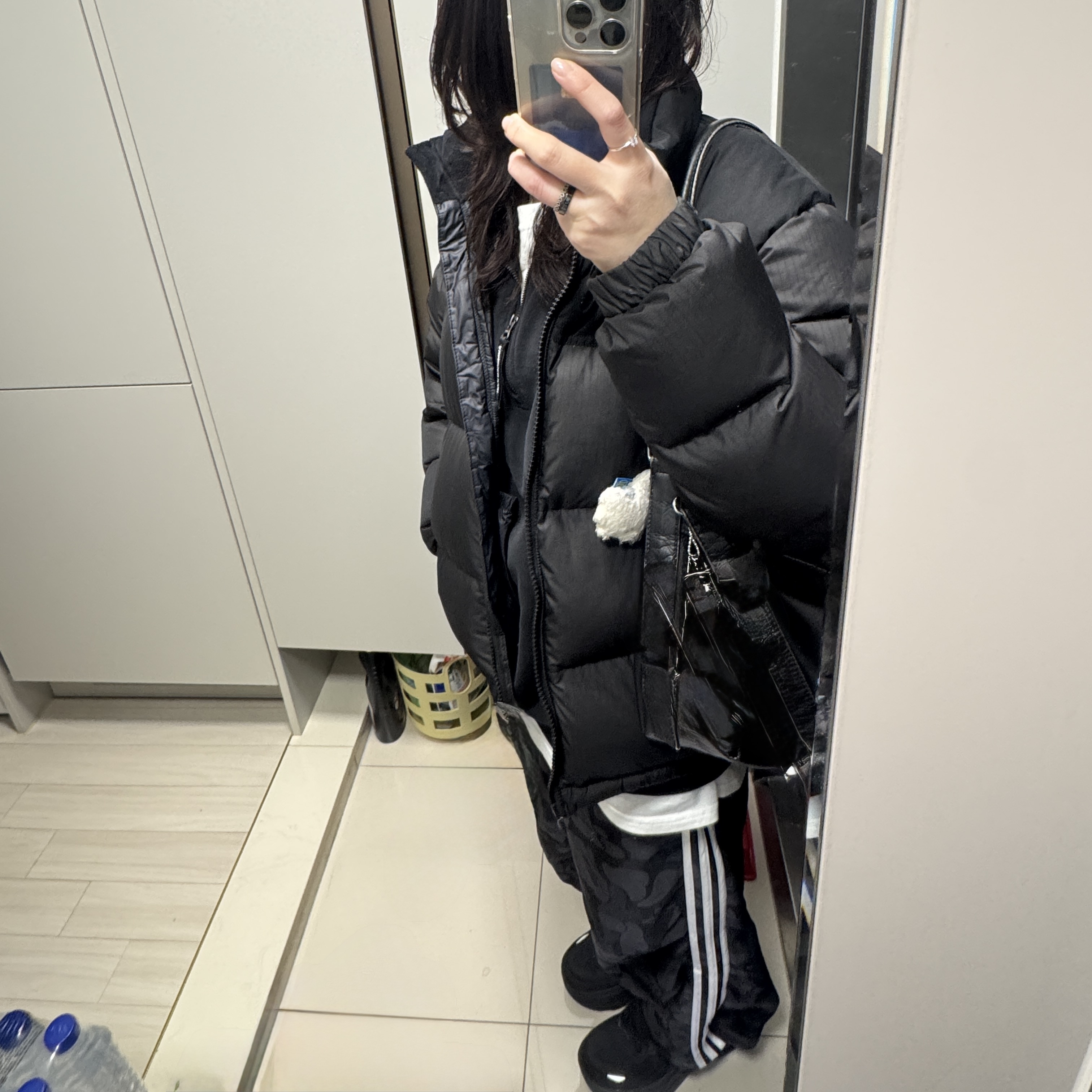 Adidas x BAPE Jacquard Pants Black - KR Sizing 착용 스타일 - 1