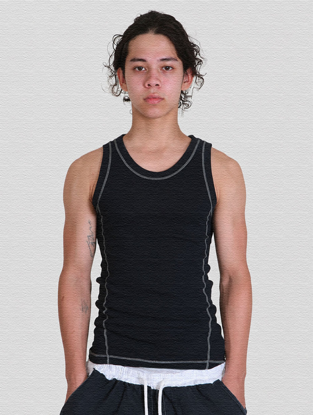 키아세 커버 스티치 탱크탑 블랙(Kiiace Cover Tank Top Black) - 4