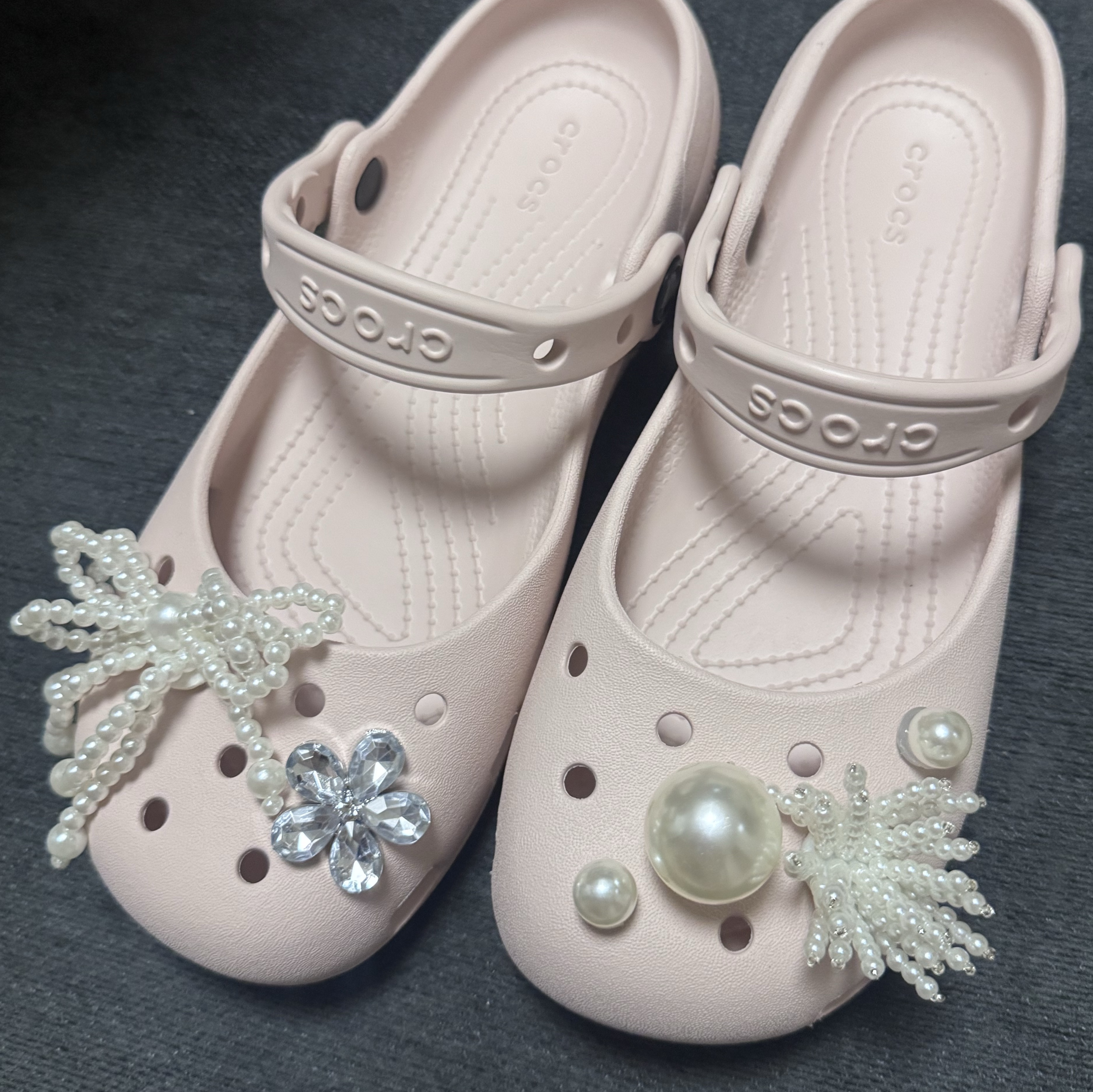 (W) Crocs Classic Ballet Quartz 착용 스타일
