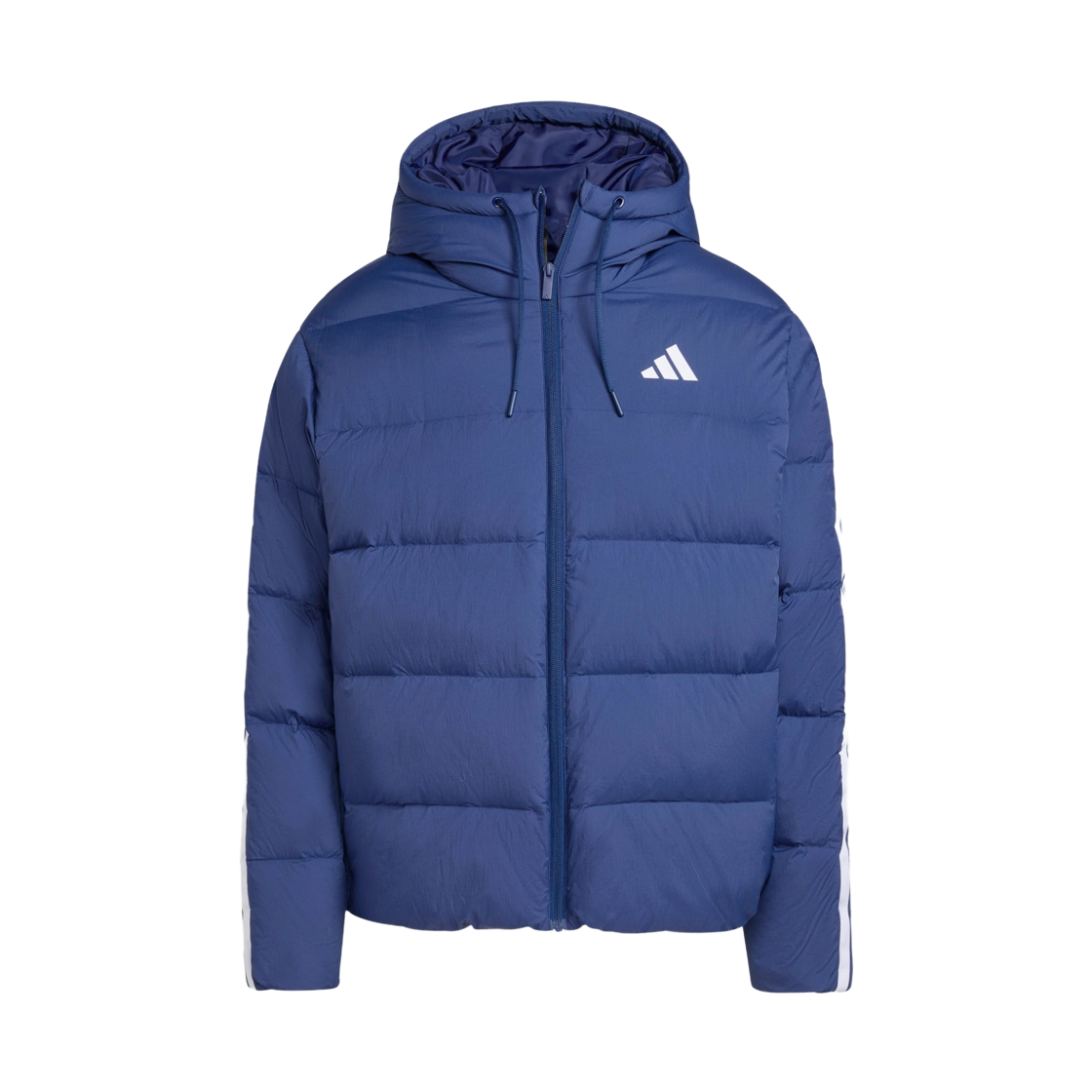 JX7799 Adidas Essentials Climawarm 3-Stripes Puffer Down Hooded Jacket Dark Blue - KR Sizing