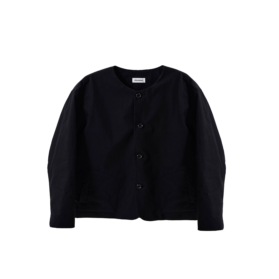 애프터마켓 에센셜 칼라리스 푸퍼 자켓 블랙(aftermarket Essential Collarless Puffer Jacket Black)