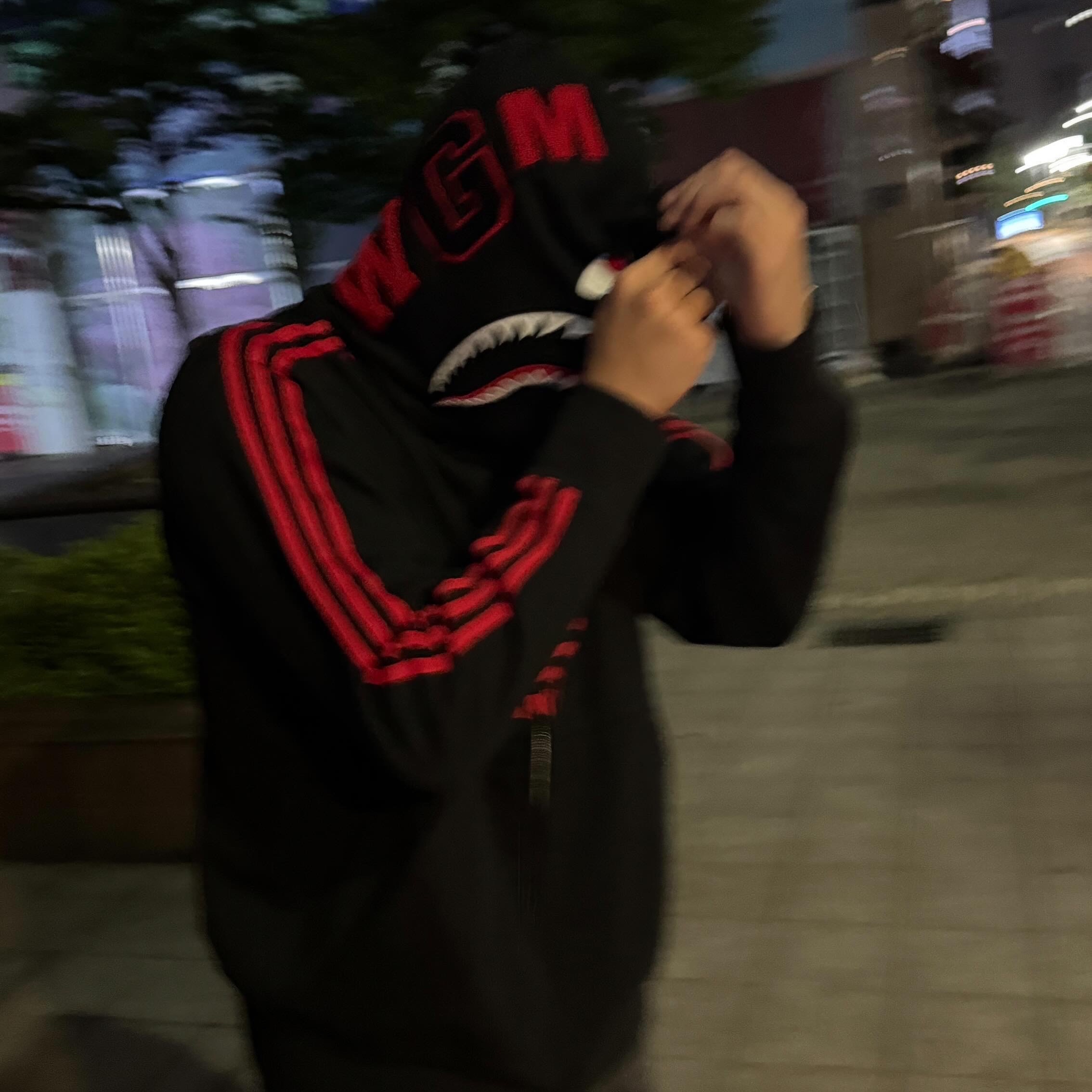 Adidas x BAPE Ultimate Shark Hoodie Black - KR Sizing 착용 스타일