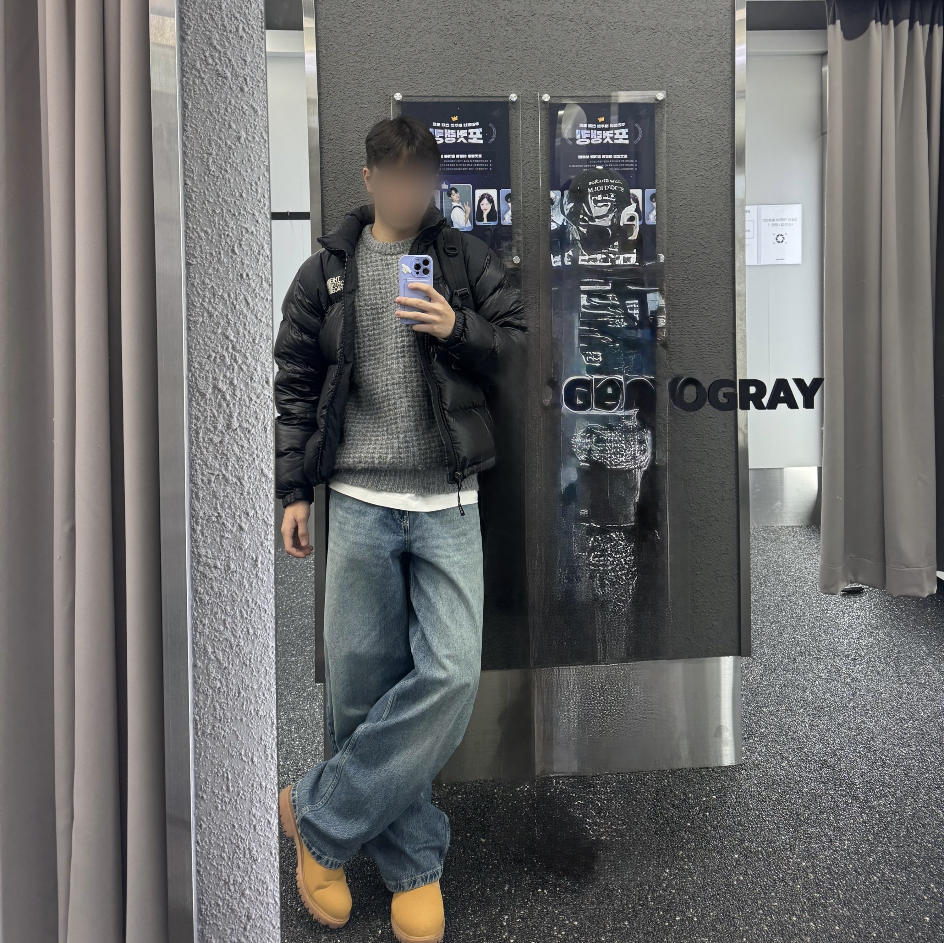 The North Face 1996 Eco Nuptse Jacket Black 착용 스타일