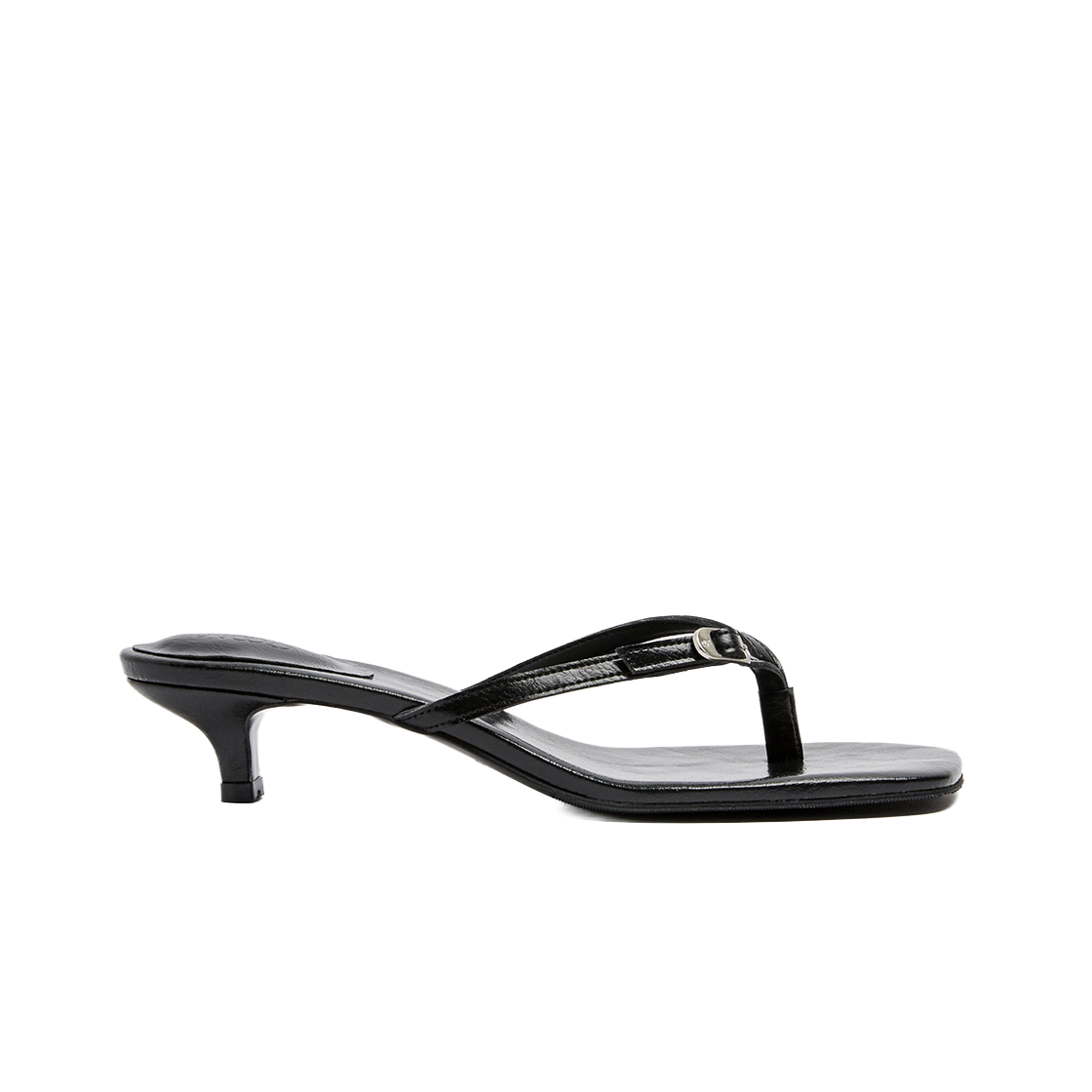 MD0351_4 Moodnight City Belted Kitten Heel Mules l Black