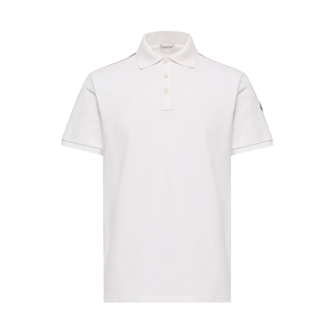 L1-091-8A00031-89A16-034 Moncler Tricolor Trimmed Cotton Piquet Polo Shirt White - 26SS
