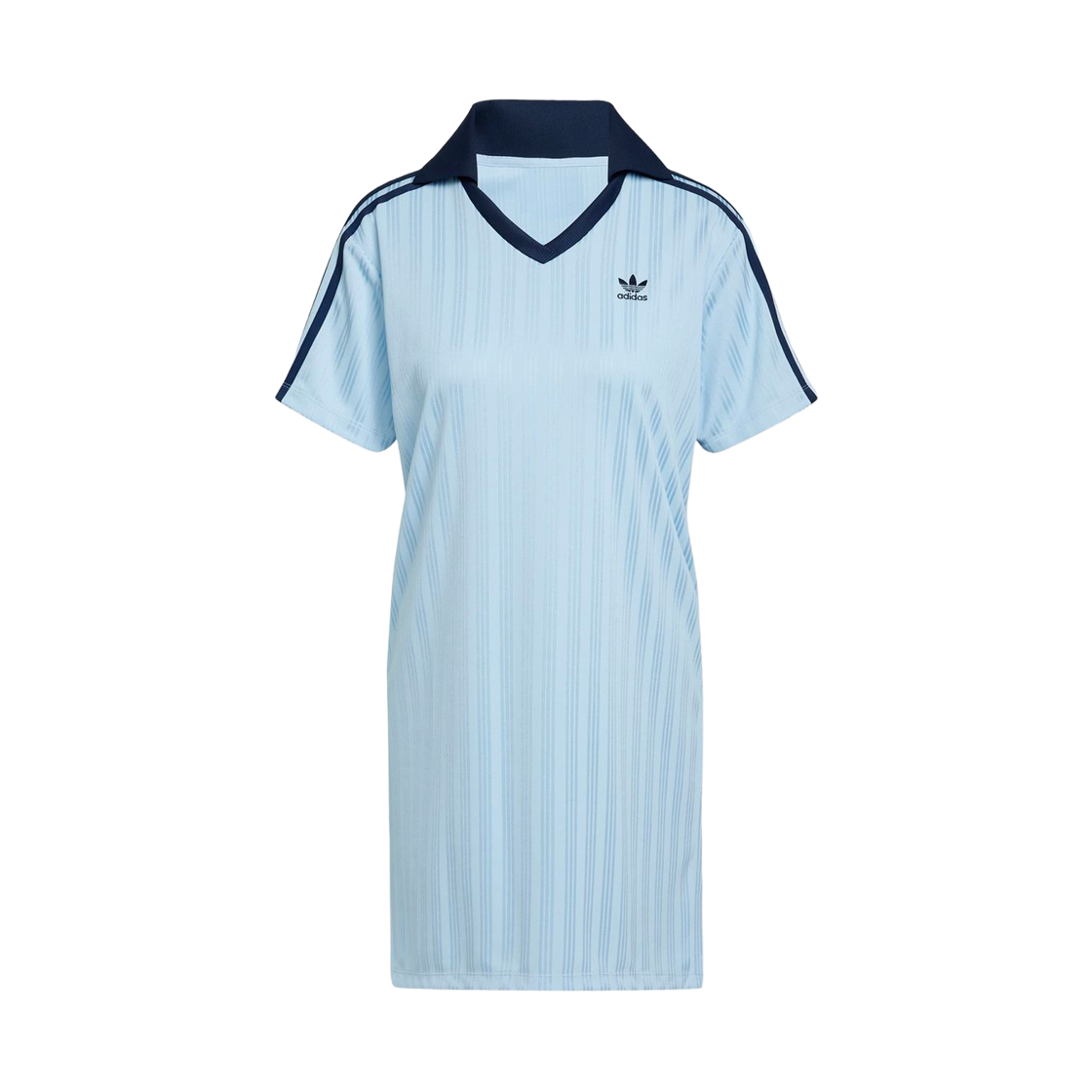 JD5879 (W) Adidas Adicolor Football Jacquard V-Neck Dress Clear Sky - KR Sizing