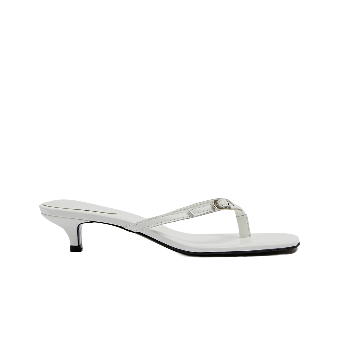 MD0351_1 Moodnight City Belted Kitten Heel Mules l White