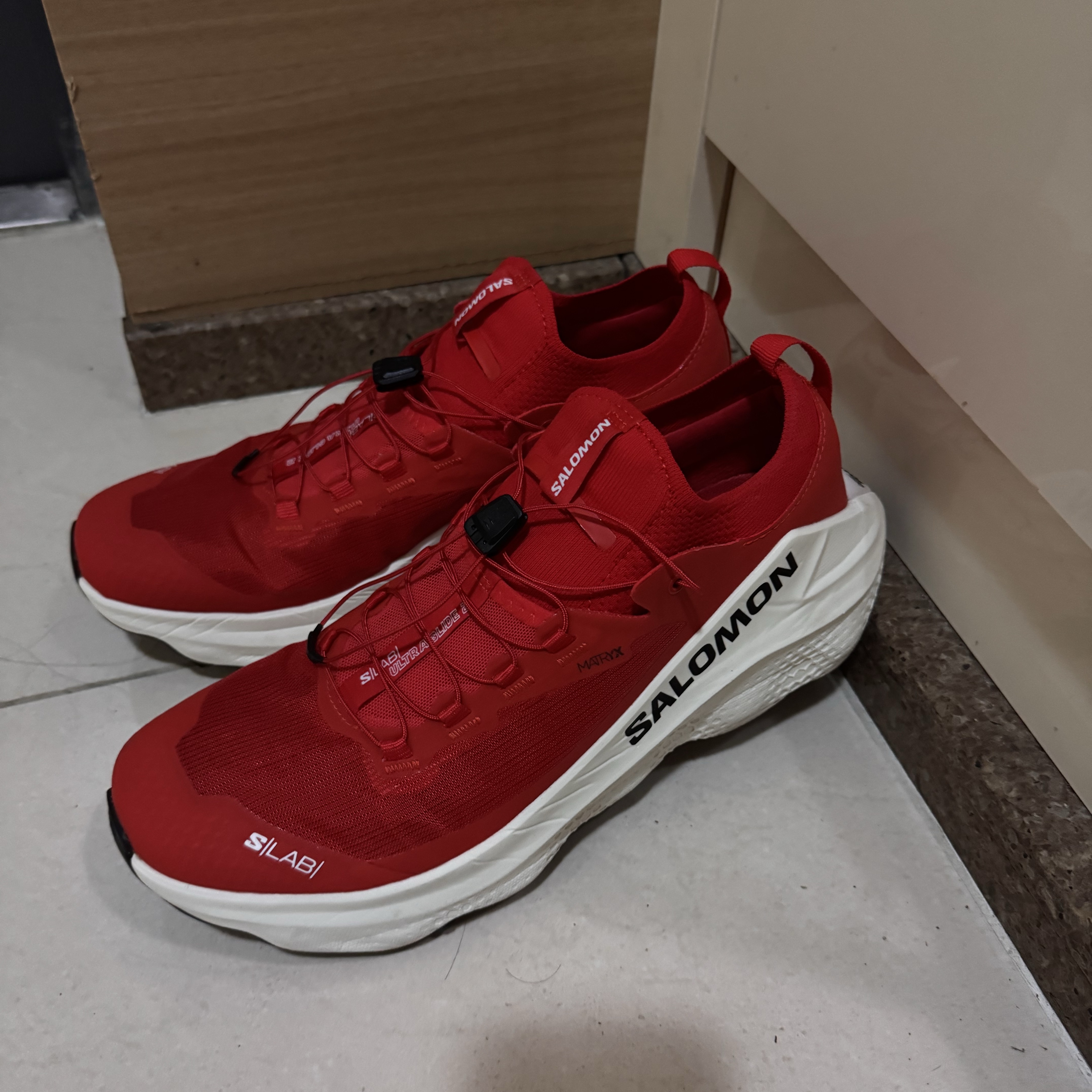 Salomon S/Lab Ultra Glide 2 Fiery Red Fiery Red Vanilla Ice 착용 스타일 - 1