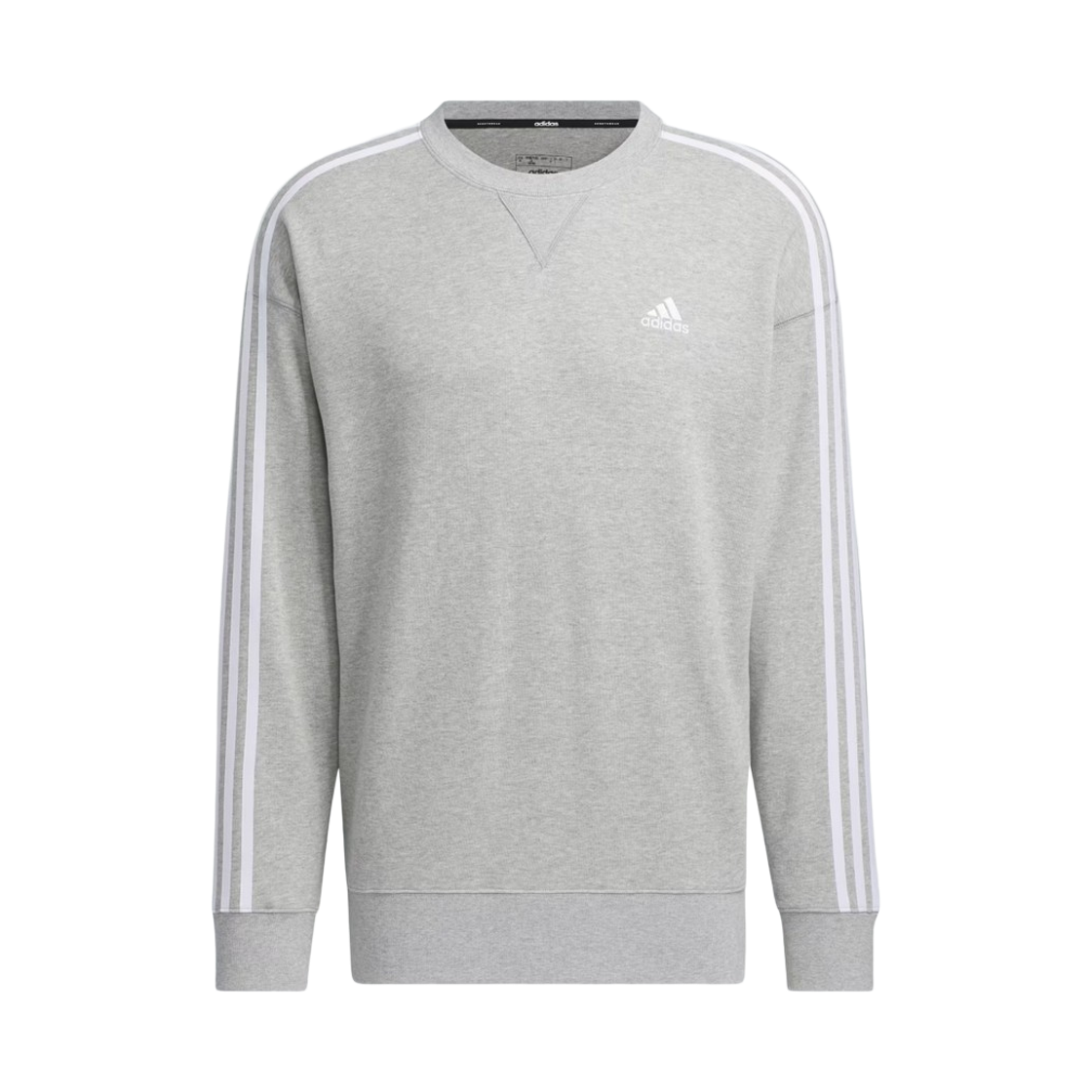 JF3933 Adidas Essentials Loose Fit 3-Stripes French Terry Sweatshirt Medium Grey Heather - KR Sizing