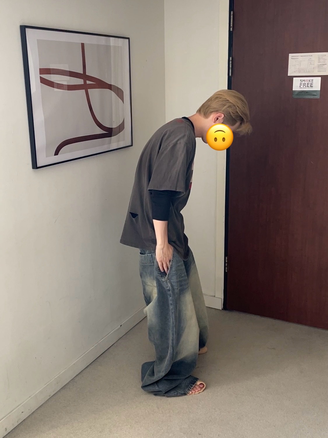 Project G/R Blow Me Washed T-Shirt Brown, (W) Balenciaga Zero Sneaker Beige 착용 스타일 - 3