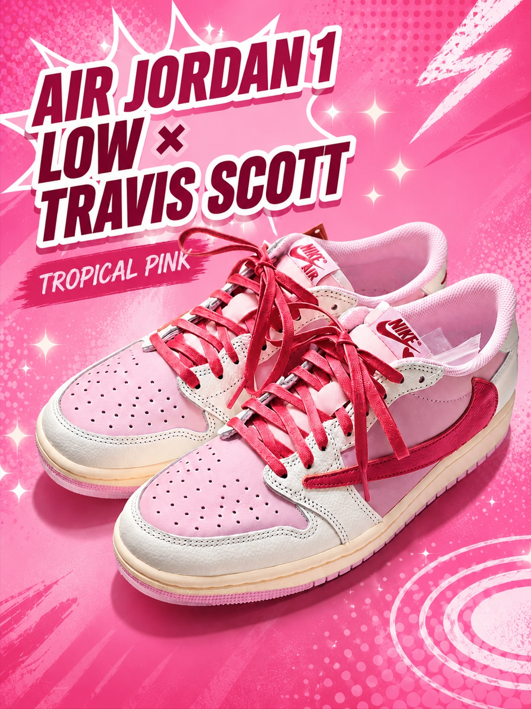 Jordan 1 x Travis Scott Retro Low OG SP Sail Tropical Pink 착용 스타일