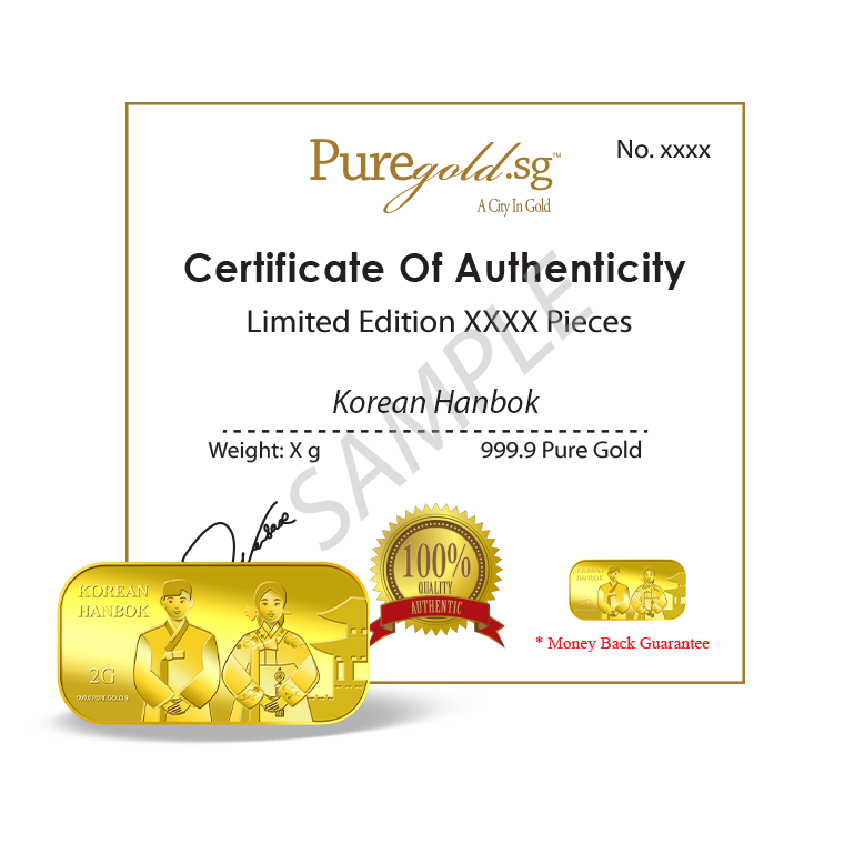 퓨어골드 24K 순금 싱가폴 프리미엄 골드바 2g 한복(puregoldsg Korean Hanbok 2G Gold Bar) - 4