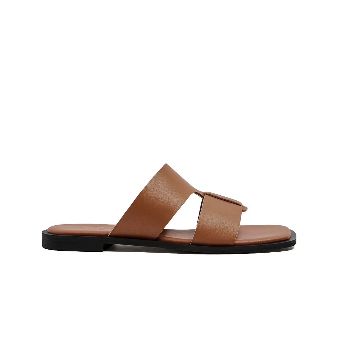 무드나잇 루스 소프트레더 스퀘어 슬라이드 l 브라운(Moodnight Ruth Soft Leather Slides l Brown) - 1