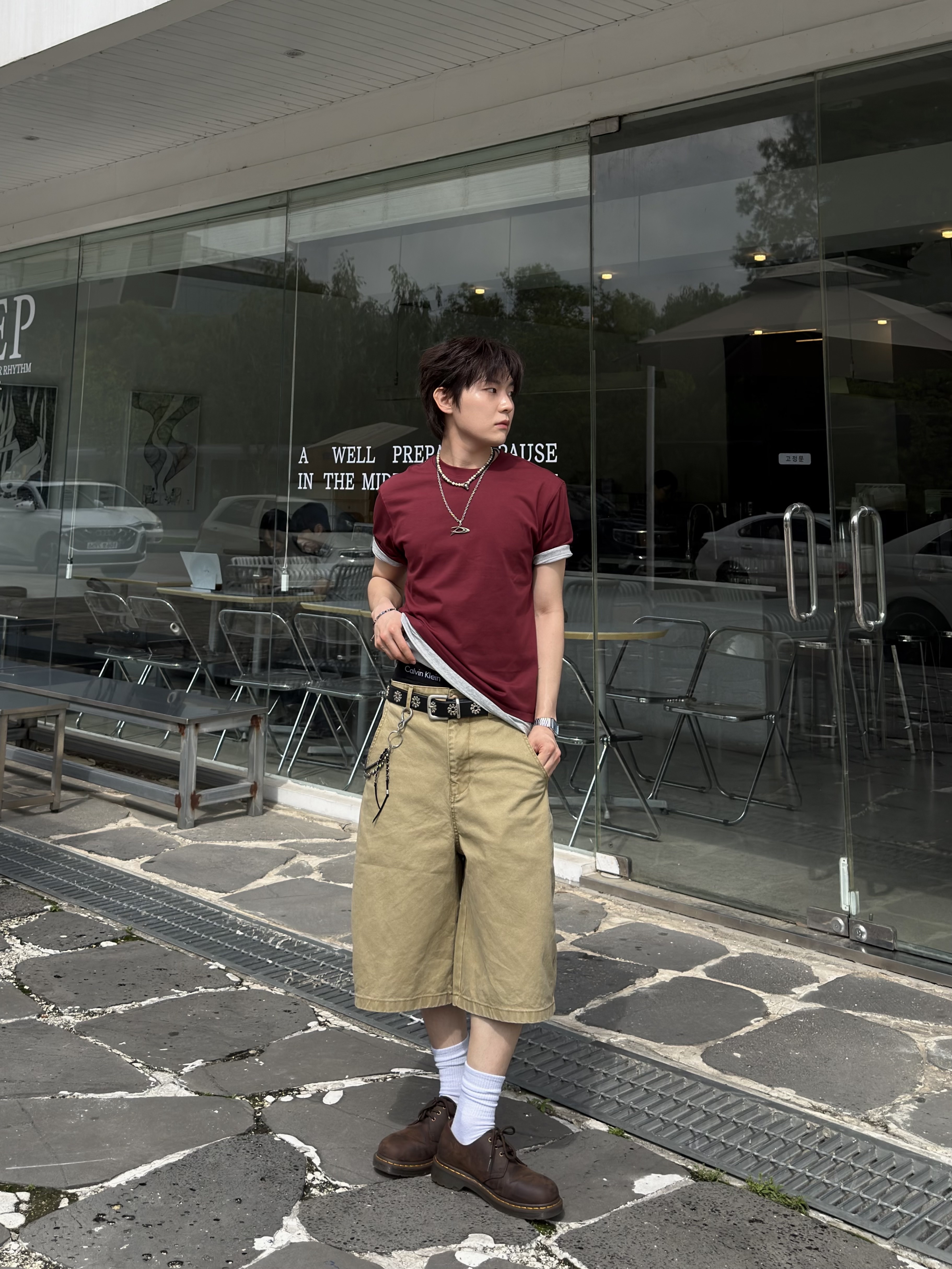Dr. Martens 1461 Crazy Horse Dark Brown, Calvin Klein Cotton Stretch 3-pack Low Rise Trunk Black W Black Wb 착용 스타일 - 1