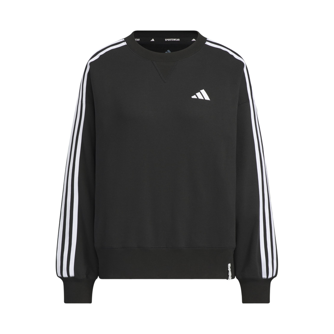 JW4487 (W) Adidas Essentials Plus 3-Stripe French Terry Crewneck Sweatshirt Black - KR Sizing