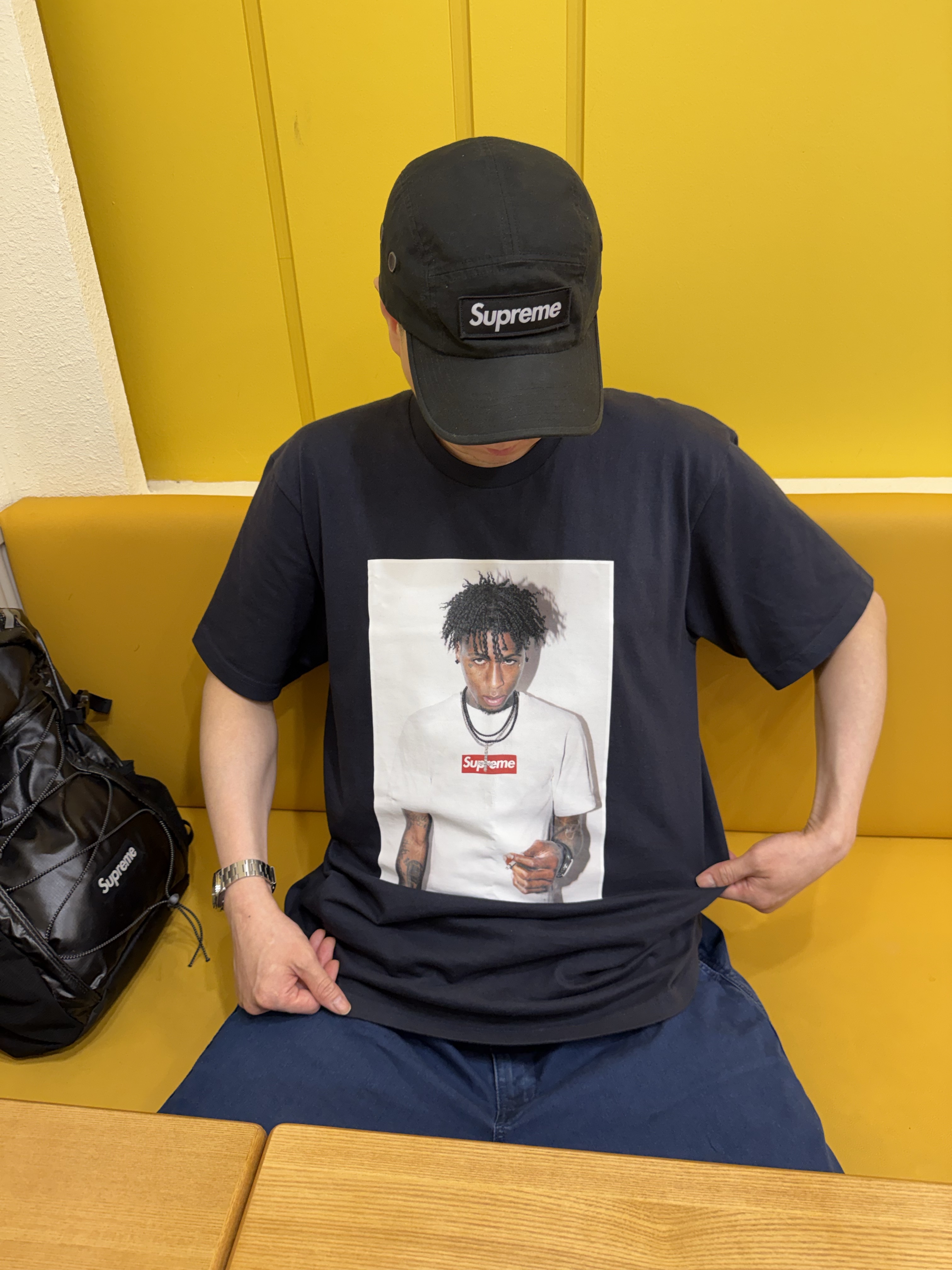 Supreme NBA Youngboy T-Shirt Navy - 23FW 착용 스타일 - 1