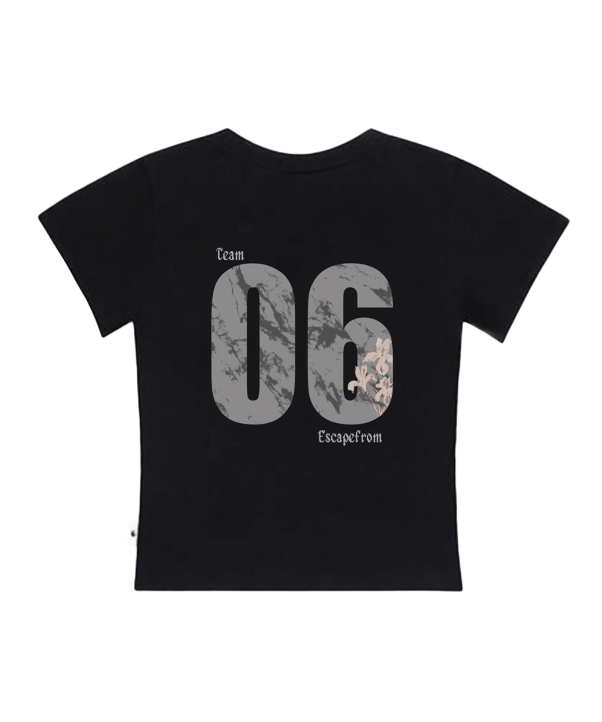 E261STS088BK Escapefrom Team 06 Bloom Print Slim Fit T-Shirt Black